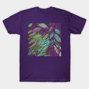 Watercolor Leaves in Purple Teal Blue Gold T-Shirt